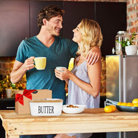 KAUKKO Large Butter Dish with Lid Ceramics Butter Keeper Container with Knife and High- quality Silicone Sealing Butter Dishes with Covers White
