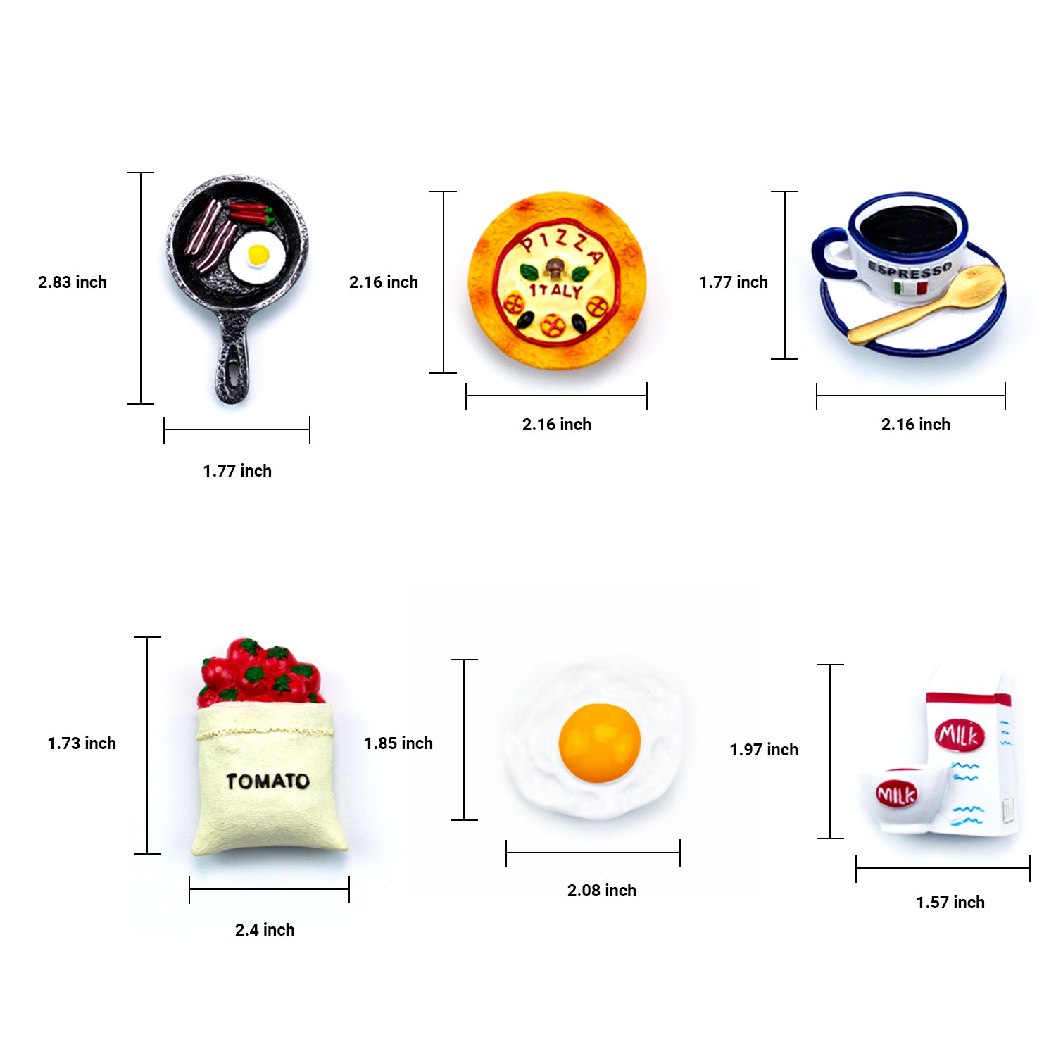 Refrigerator Magnets 13pcs Food Theme for Food Lover, Cute and Funny, 13pcs-Set