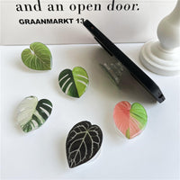 KAUKKO 2 Pcs/set Tropical Rare Leaf Plant Multi Functional Collapsible Expandable Mobile Phone Grip & Kickstand,Style 1