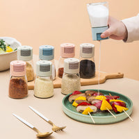 KAUKKO 180 ml Quantitative glass seasoning jar,Kitchen seasoning box Household seasoning bottle,0.5 g Press-type salt control jar White