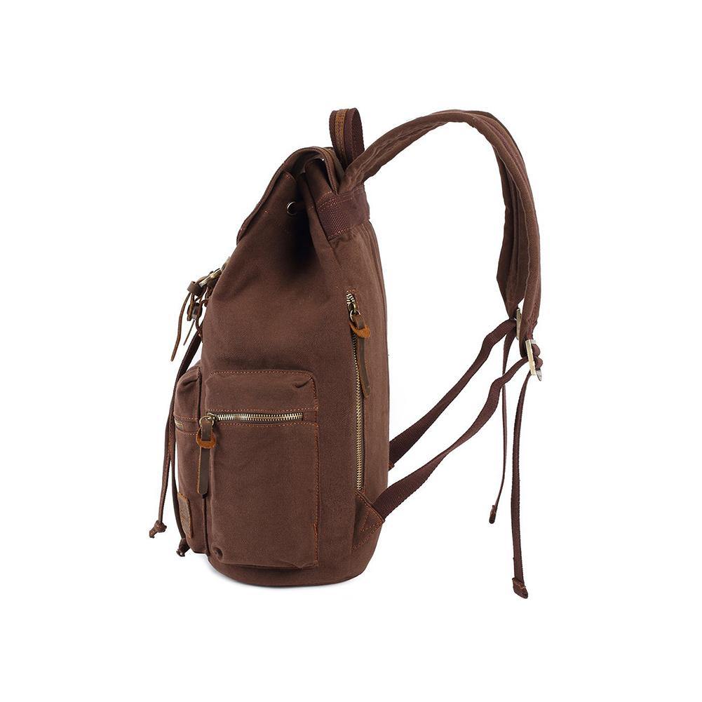 Kaukko Vintage Casual Canvas and Leather Rucksack Retro Backpack
