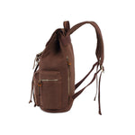 KAUKKO Vintage Casual Canvas and Leather Rucksack Retro Backpack for School Work Travel Hiking, 19L ( Coffee ) - kaukko