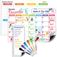 KAUKKO Magnetic Dry Erase Calendar Set Monthly Fridge Calendar White Board Planner, 2022 Magnetic Calendar for Fridge, Family Kitchen, Office PB01-A