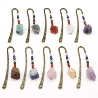 KAUKKO Crystal Bookmark Vintage Metal Natural crystal agate colorful rough Bookmarks for Women Student Teacher Graduation Christmas Gift White crystal