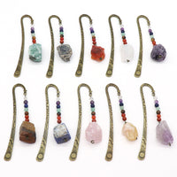 KAUKKO Crystal Bookmark Vintage Metal Natural crystal agate colorful rough Bookmarks for Women Student Teacher Graduation Christmas Gift Pink crystal