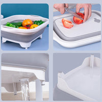 Collapsible Cutting Board with Colander - Washing and Draining Veggies Fruits Food Grade Sink Storage Basket