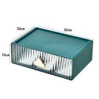 KAUKKO Small Desk Organizer, Stackable Organizer Drawers, Clear Desk Storage Box, Desktop Organizer for Office and Home (Green -1 Count 20*30*10 cm)