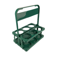 KAUKKO Solid color Foldable Cup Holder with Handle, Plastic Drink Delivery Carrier, Reusable Beverage Coffee Beer Bottle Holder Green