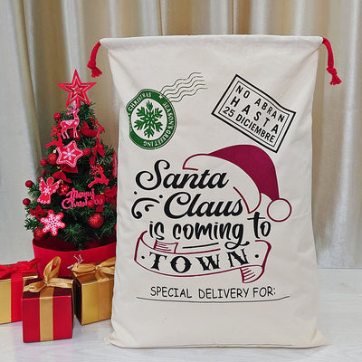 KAUKKO 2 pcs/set Giant Christmas Gift Bags, Santa Sack Burlap Sack with Drawstring 27" x 19" for Large Xmas Package Storage,Gift Wrapping Bags,CS04-2