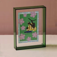 KAUKKO 6-inch Acrylic Photo Frame,Solid Color Simple Square Stereo Photo Frame Ornament with Magnetic,Green
