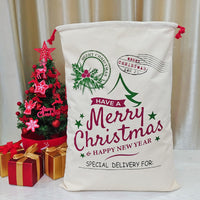 KAUKKO 2 pcs/set Giant Christmas Gift Bags, Santa Sack Burlap Sack with Drawstring 27" x 19" for Large Xmas Package Storage,Gift Wrapping Bags,CS04-3