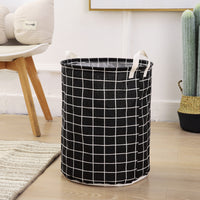 KAUKKO Cotton Thickened Large Sized Laundry Basket with Durable Webbing Handle, Round Collapsible Storage Basket,Dirty Clothes Hamper  LB03-02