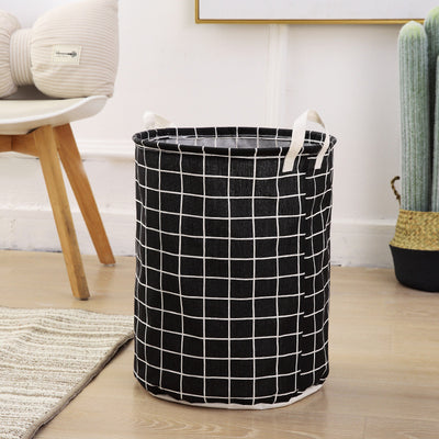 KAUKKO Cotton Thickened Large Sized Laundry Basket with Durable Webbing Handle, Round Collapsible Storage Basket,Dirty Clothes Hamper  LB03-02