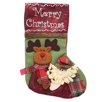KAUKKO Christmas Stockings Animal One Piece, Felt Large Plush Reindeer Snowman Design Hanging Stocking for Xmas Tree Mantel Party Decor CS02-1
