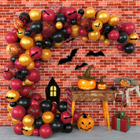 KAUKKO Halloween Balloons Garland Kit - 100 pcs 12”+10”+5” Balloon Arch Kit Birthday Balloon for Halloween Party Decoration Supply