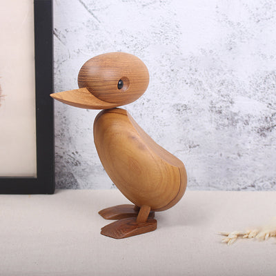 KAUKKO Duck Wooden Puppet Creative Gift Duck mama  Cute Home Decorations for Bedroom Living room