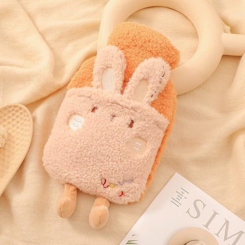 KAUKKO Hot Water Bottle Animal,Hot Water Bottle with Cuddly Cover,  for Heating when cold days,For Pain Relief Stomach Back Legs (1L) WF04-Brown
