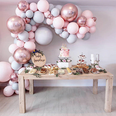 KAUKKO 167 pcs Macaron pink Decorations Balloons Kit 5 in +10 in+12 in +18 in Birthday Balloons Decorations Wedding Balloons Wedding Room Layout