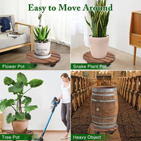 KAUKKO 30 cm Plant Caddy with Lockable Wheels, Rolling Plant Stand Wooden, Plant Roller Base , 2 Packs Plant Dolly, Indoor Outdoor Potted Plant Mover