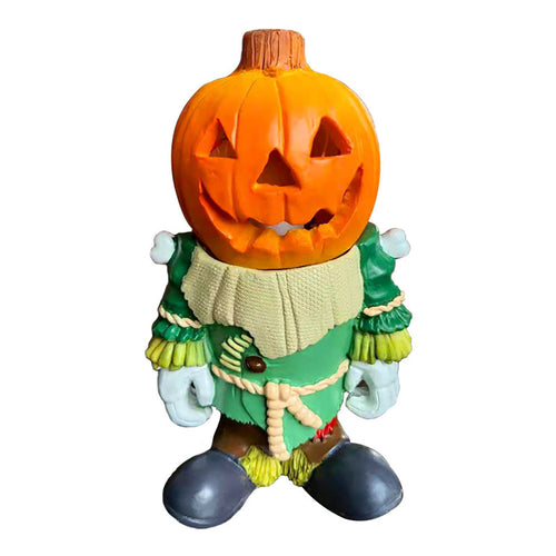 KAUKKO Pumpkin Light Knight Figurines, Halloween Glowing Pumpkin Knight, with Pumpkin LED Light Up Garden Gnomes Decoration Resin(B style)