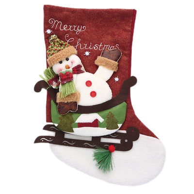 KAUKKO Christmas Stockings Animal One Piece, Felt Large Plush Reindeer Snowman Design Hanging Stocking for Xmas Tree Mantel Party Decor CS02-10