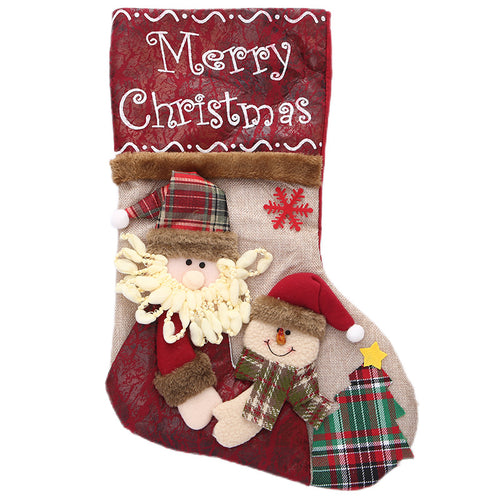KAUKKO Christmas Stockings Animal One Piece, Felt Large Plush Reindeer Snowman Design Hanging Stocking for Xmas Tree Mantel Party Decor CS02-4