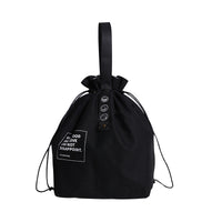 KAUKKO Canvas Insulated Lunch Bag with Drawstring Closure, Wide-Open Foldable and Lightweight Lunch Tote Bag, Cooler Tote Bag , Black