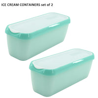 KAUKKO Long Scoop Reusable Ice Cream Containers with Lids (2-Pack) - Ice Cream Container for Home Made Ice Cream Storage, Soup & Food Storage Green