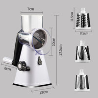 Rotary Cheese Grater with Handle - Food Shredder with 3 Stainless Steel Drum Blades, Fast Cutting for Vegetables and Nuts