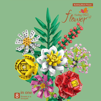 KAUKKO Flower Bouquet Building Kit, Flower Building Blocks, Artificial Flowers Building Toys Creative Project for Adults Botanical Collection（FB01-C）