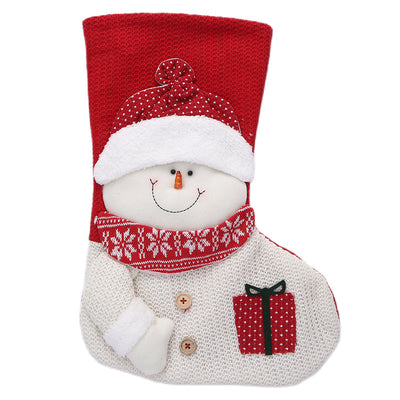 KAUKKO Christmas Stockings Animal One Piece, Felt Large Plush Reindeer Snowman Design Hanging Stocking for Xmas Tree Mantel Party Decor CS02-12