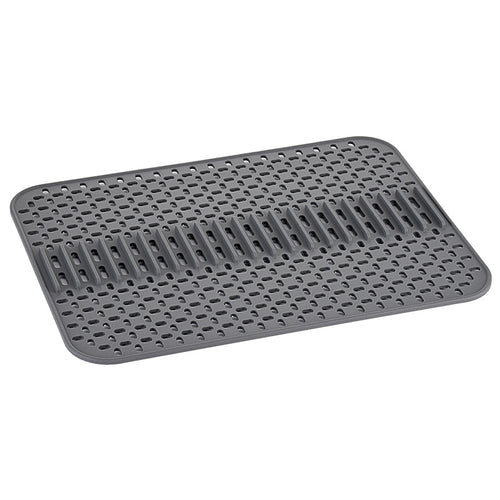 KAUKKO Silicone Dish Drying Mat,32 cm * 43 cm, for Kitchen Counter, Heat Resistant Hot Pot Holder, Non-Slip Silicone Sink Mat Dark grey