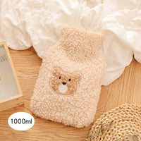 KAUKKO Hot Water Bottle Animal,Hot Water Bottle with Cuddly Cover,  for Heating when cold days,For Pain Relief Stomach Back Legs (1L) WF02-6