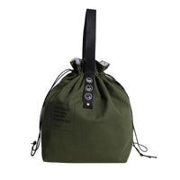 KAUKKO Canvas Insulated Lunch Bag with Drawstring Closure, Wide-Open Foldable and Lightweight Lunch Tote Bag, Cooler Tote Bag , Armygreen