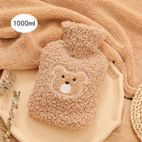 KAUKKO Hot Water Bottle Animal,Hot Water Bottle with Cuddly Cover,  for Heating when cold days,For Pain Relief Stomach Back Legs (1L) WF02-3