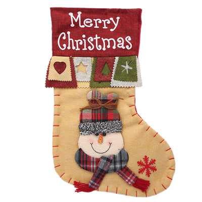 KAUKKO Christmas Stockings Animal One Piece, Felt Large Plush Reindeer Snowman Design Hanging Stocking for Xmas Tree Mantel Party Decor CS02-5