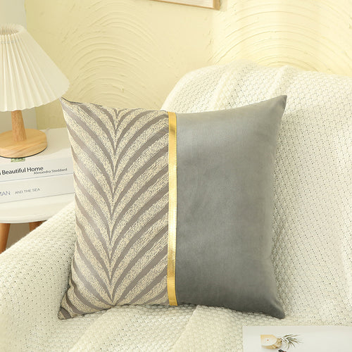 KAUKKO Fashion Light Luxury Striped Sofa Pillow Decorative Throw Pillow Covers 45 x 45, Soft Plush Faux Velvet Pillow Covers Set of 2, P04-2