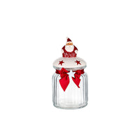 KAUKKO Glass Animal Cookie Jars 5.9 in Elegant Storage Jar with Lid, Decorative Wedding Candy Organizer Canisters Home Decor Centerpieces Santa Claus