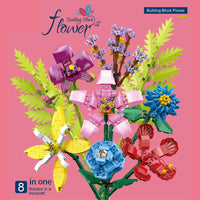 KAUKKO Flower Bouquet Building Kit, Flower Building Blocks, Artificial Flowers Building Toys Creative Project for Adults Botanical Collection（FB01-B）