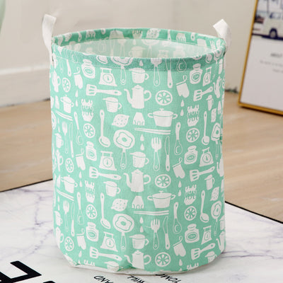 KAUKKO Cotton Thickened Large Sized Laundry Basket with Durable Webbing Handle, Round Collapsible Storage Basket,Dirty Clothes Hamper  LB03-06