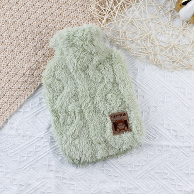 KAUKKO Solid color Hot Water Bottle ,Hot Water Bottle with Cuddly Cover,  for Heating when cold days,For Pain Relief Stomach Back Legs (1L) Green