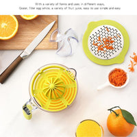 Lemon Orange Juicer Manual Hand Squeezer, Fruit Juicer Lime Press with Built-in Measuring Cup and Grater and Egg separator