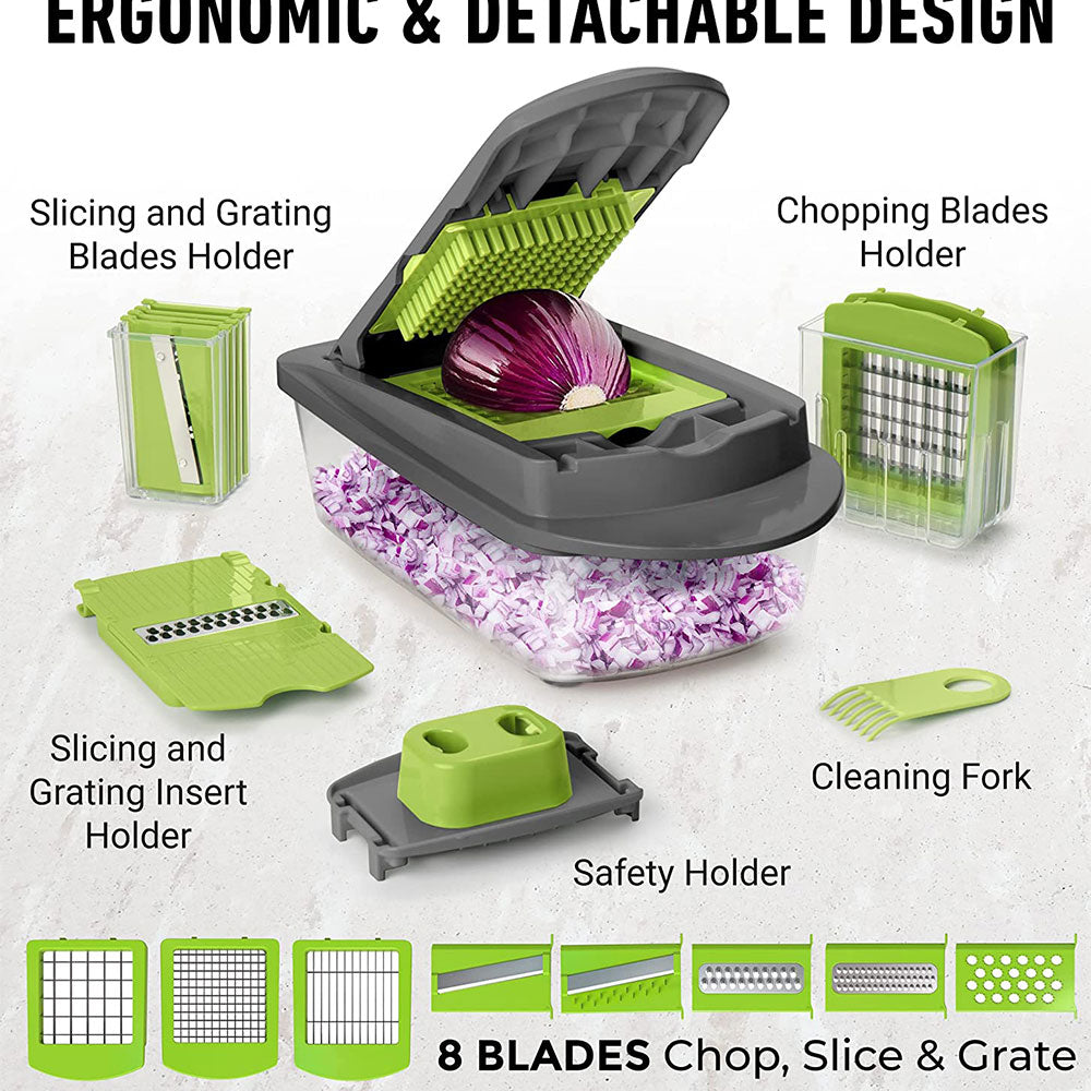 Spiralizer Vegetable Slicer 10-in-1, Blade Slicer with Container, Onion  Mincer Chopper, Dicer, Egg Slicer – kaukko
