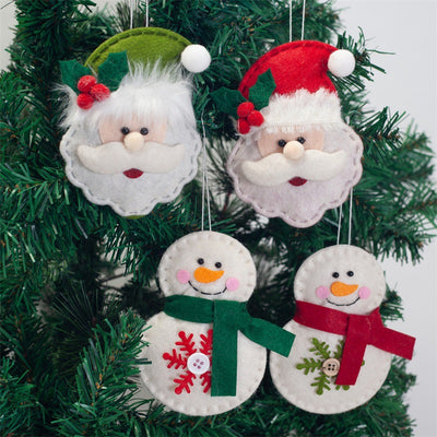 KAUKKO 4 Pack Plush Christmas Ornaments Set Christmas Tree Decoration Santa/Snowman/Elk/Bear Ornaments for Festive Season Holiday Party Decor CS03-15