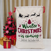 KAUKKO 2 pcs/set Giant Christmas Gift Bags, Santa Sack Burlap Sack with Drawstring 27" x 19" for Large Xmas Package Storage,Gift Wrapping Bags,CS04-5