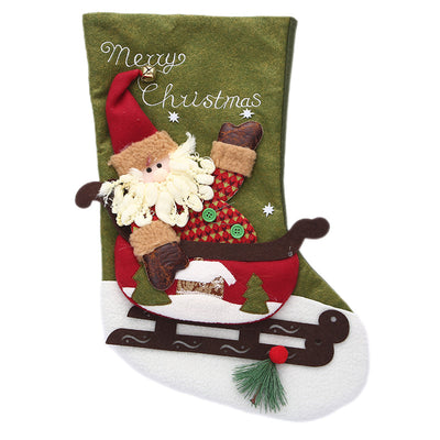 KAUKKO Christmas Stockings Animal One Piece, Felt Large Plush Reindeer Snowman Design Hanging Stocking for Xmas Tree Mantel Party Decor CS02-11
