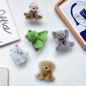 KAUKKO 5 pcs/set Cute Animal Phone Ring Holder, Air Cushion Ring Buckle Phone Ring Stand,Simple Cell Finger Ring for Phones