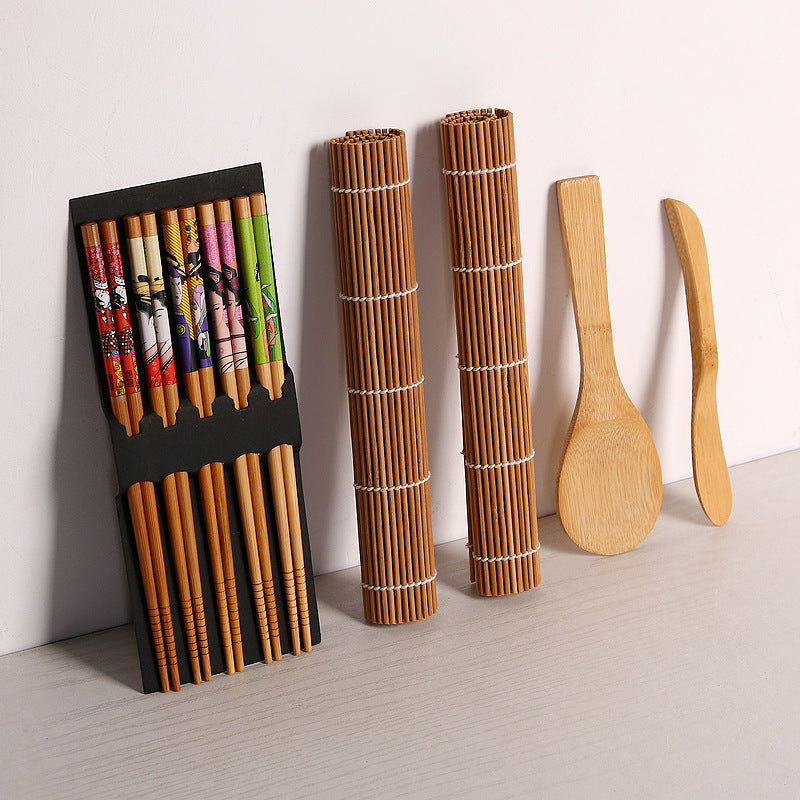 Sushi Making Kit Set 9 PCS-Sushi Rolling Mats Rice Paddle Rice Spreader Sushi Roller Bamboo Beginner Sushi Maker