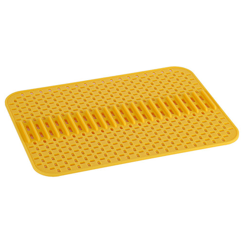 KAUKKO Silicone Dish Drying Mat,32 cm * 43 cm, for Kitchen Counter, Heat Resistant Hot Pot Holder, Non-Slip Silicone Sink Mat Yellow
