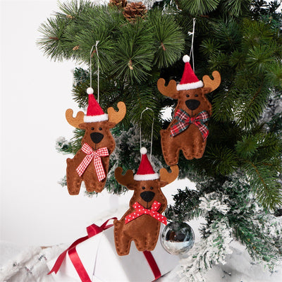 KAUKKO 3 Pack Plush Christmas Ornaments Set Christmas Tree Decoration Santa/Snowman/Elk/Bear Ornaments for Festive Season Holiday Party Decor CS03-8